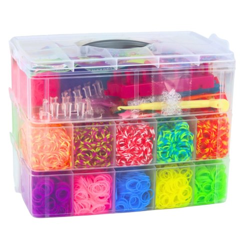 Duży Zestaw Kreatywny Gumki Do Robienia Bransoletek DIY Kuferek 15000 el. LEAN Toys