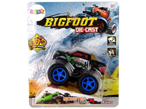 Auto Resorak Z Naciągiem Monster Truck Big Foot Gumowe Opony Rampa LEAN Toys