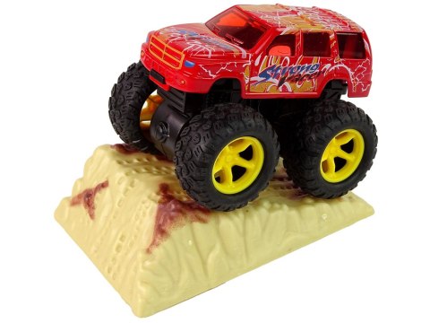 Auto Resorak Z Naciągiem Monster Truck Big Foot Gumowe Opony Rampa LEAN Toys