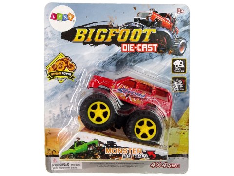 Auto Resorak Z Naciągiem Monster Truck Big Foot Gumowe Opony Rampa LEAN Toys