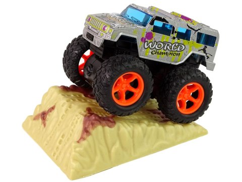 Auto Resorak Z Naciągiem Monster Truck Big Foot Gumowe Opony Rampa LEAN Toys