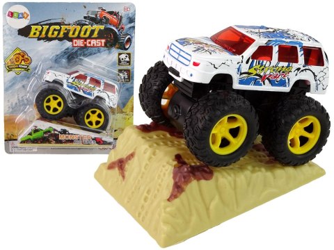 Auto Resorak Z Naciągiem Monster Truck Big Foot Gumowe Opony Rampa LEAN Toys