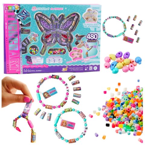 Zestaww Kratywny Do Tworzenia Biżuterii Koraliki 480 Naklejek LEAN Toys