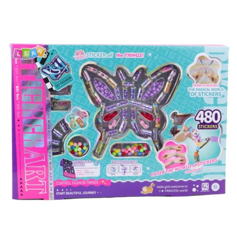 Zestaww Kratywny Do Tworzenia Biżuterii Koraliki 480 Naklejek LEAN Toys