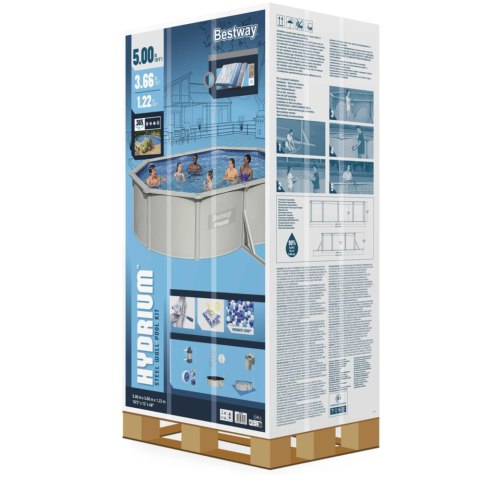 Basen Metalowy Hydrium 5m x 3,60m x 1,20m Szary Bestway 56586 Bestway