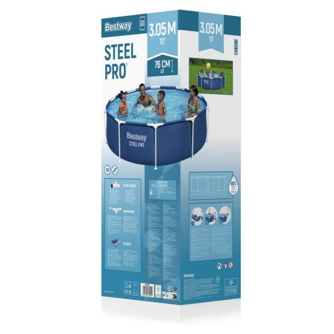 Basen Ogrodowy Stelażowy Z Pompą Niebieski 305 cm x 76 cm Bestway 56679 Bestway