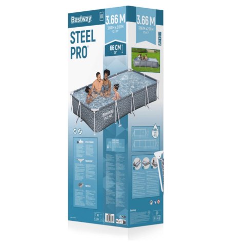 Basen Stelażowy Prostokątny Szary 366 x 201 x 66 cm Bestway 561FV Bestway