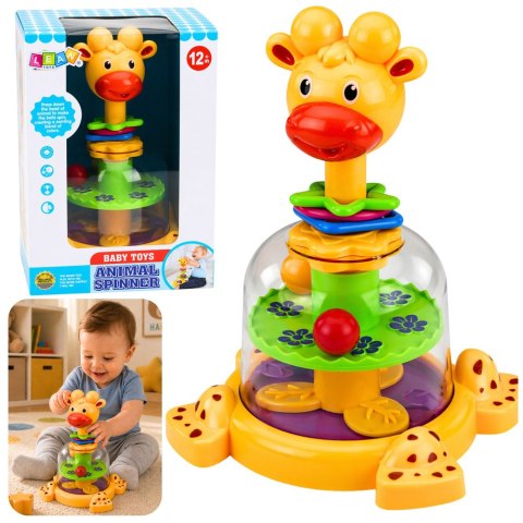 Interaktywny Bączek Spinner Żyrafa Z Wirującymi Kulkami Dla Niemowląt LEAN Toys