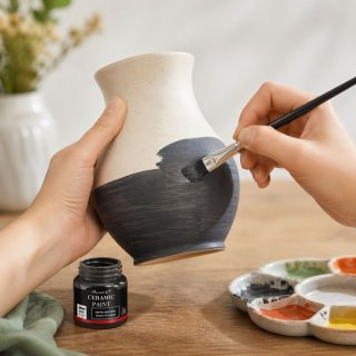 Zestaw Farb Ceramicznych Do Porcelany Szkła Ceramiki Pędzelek 12 szt. 25 ml LEAN