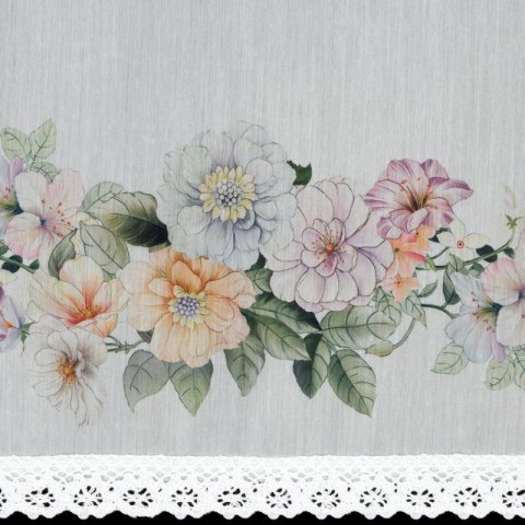 FIRANA GOTOWA FLOWERY NA TAŚMIE 150 X 30 CM BIAŁY