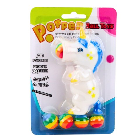 Gumowy Strzelający Piłkami Jednorożec Wyrzutnia Dla Dzieci 5 szt. Piłek LEAN TOYS