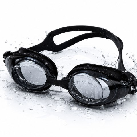 Okulary Do Pływania Regulowane Powłoka Anti Fog Ochrona UF Czarne Etui LEAN