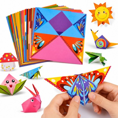 Zestaw Do Origami Papier Kolorowy Książeczka Instruktażowa 100 Arkuszy LEAN