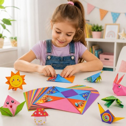 Zestaw Do Origami Papier Kolorowy Książeczka Instruktażowa 100 Arkuszy LEAN