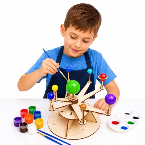 Drewniany Model Układu Słonecznego Planety DIY Zestaw Edukacyjny LEAN Toys