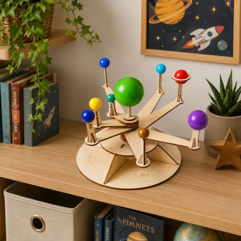 Drewniany Model Układu Słonecznego Planety DIY Zestaw Edukacyjny LEAN Toys