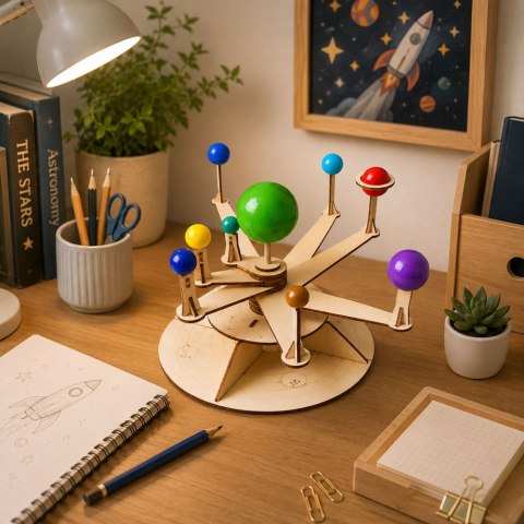 Drewniany Model Układu Słonecznego Planety DIY Zestaw Edukacyjny LEAN Toys