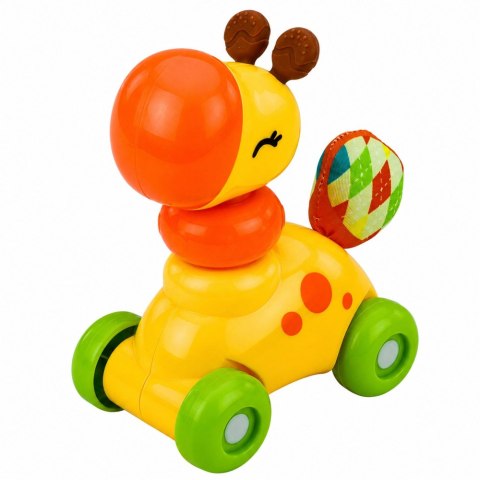 Interaktywna Zabawka Sensoryczna Autko Żyrafa Dla Malucha Żółta LEAN TOYS
