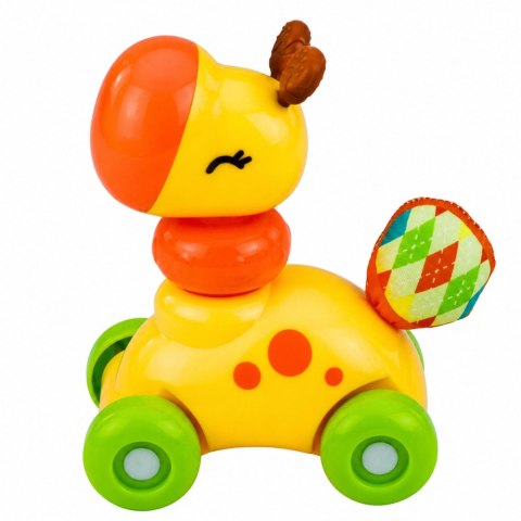 Interaktywna Zabawka Sensoryczna Autko Żyrafa Dla Malucha Żółta LEAN TOYS