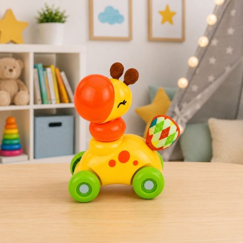 Interaktywna Zabawka Sensoryczna Autko Żyrafa Dla Malucha Żółta LEAN TOYS