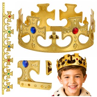 Króla Korona Regulowana Do Przebrania Króla Królowej Złota 17-20 cm LEAN TOYS
