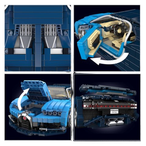 Klocki Konstrukcyjne Samochód Sportowy Bugatth Niebieski 1212 el. LEAN Toys