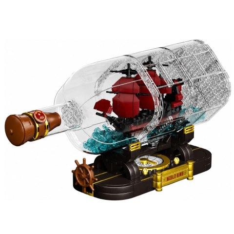 Klocki Konstrukcyjne Statek w Butelce Żaglowiec Dekoracyjny Brązowy 885 el. LEAN Toys