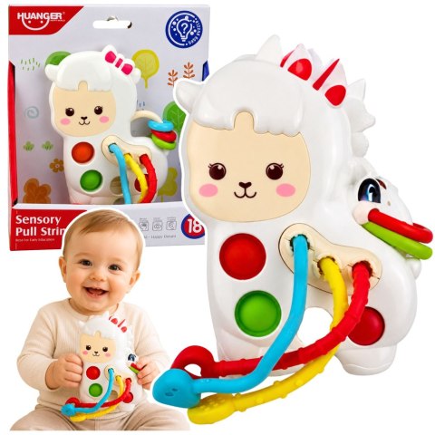 Zabawka Sensoryczna Dla Malucha Lama Ze Sznurkami Pop-It Koraliki LEAN Toys