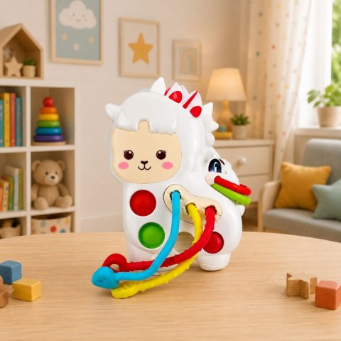 Zabawka Sensoryczna Dla Malucha Lama Ze Sznurkami Pop-It Koraliki LEAN Toys