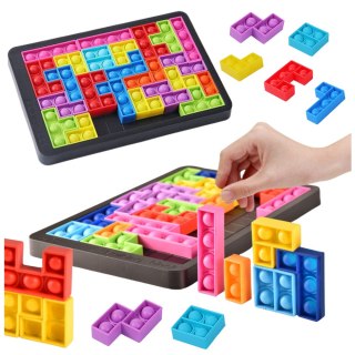 Gra Tetris Pop-It Układanka Puzzle 3w1 Sensoryczna Kolorowa 27el LEAN Toys