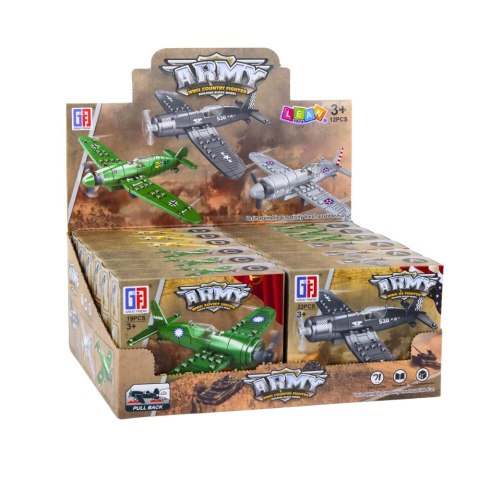 Zestaw Klocki Konstrukcyjne Myśliwiec Samolot Wojskowy Napęd LEAN TOYS