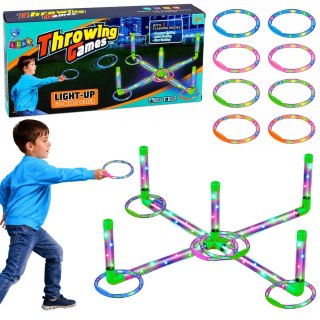 Gra Zręcznościowa Ringo Rzut do Celu Dla Dzieci LED Świecące Obręcze Słupki LEAN Toys