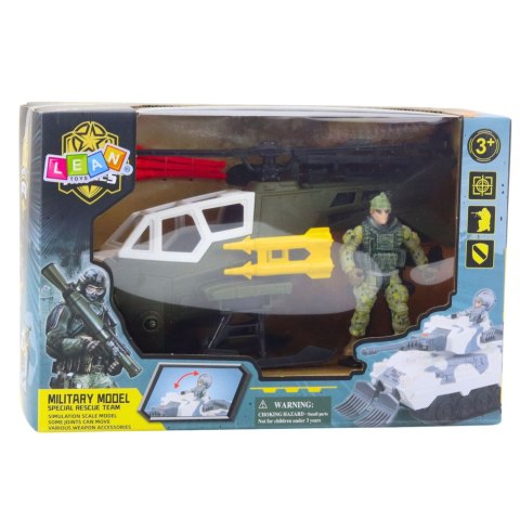 Zestaw Militarny Helikopter Wojskowy Figurka Żołnierza Broń LEAN Toys
