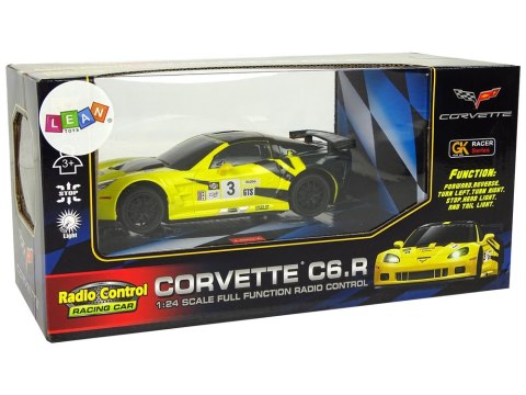 Auto Sportowe R/C 1:24 Corvette Żółte C6.R 2.4 G Światła LEAN Toys