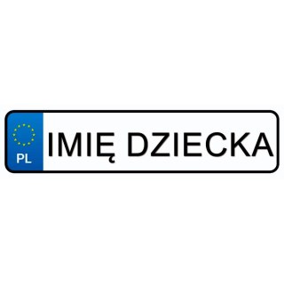Tablica Rejestracyjna Naklejka Imię Twojego Dziecka LEAN CARS