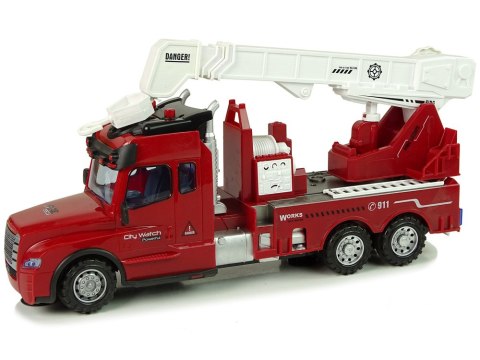 Zdalnie Sterowana Straż Pożarna Pilot 2,4G Światła Dźwięki Dźwig Czerwony LEAN Toys